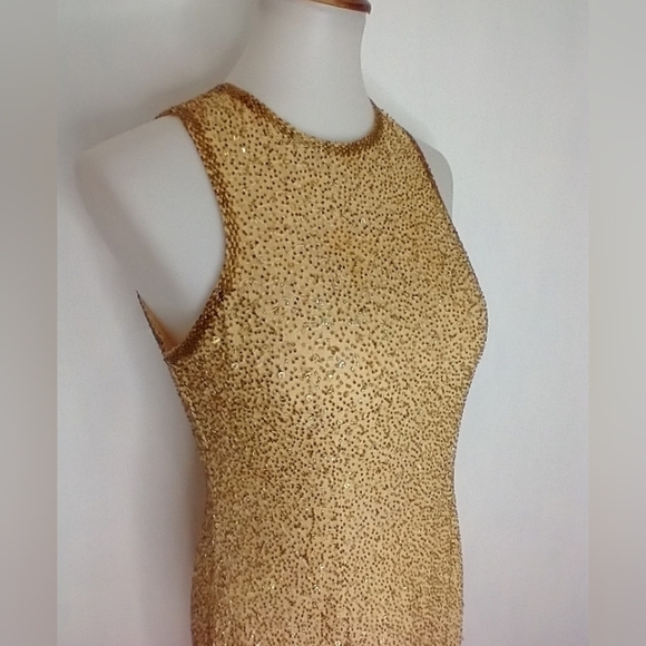 GOLD BEAD AND SEQUINED FORMAL GOWN - Picture 6 of 8
